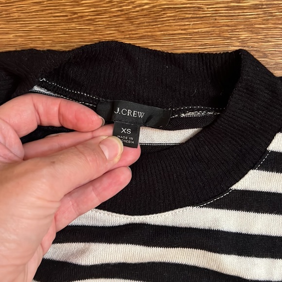 Black and white stripe j crew mock neck sweater - Picture 2 of 4